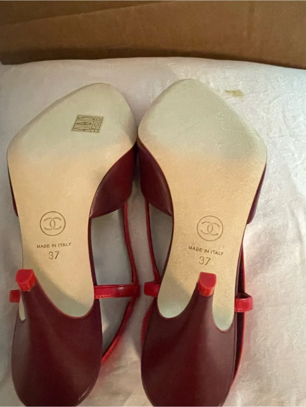 Matthieu Blazy CHANEL lambskin slingbacks Burgundy Red Heel Pump G47479 sz 37